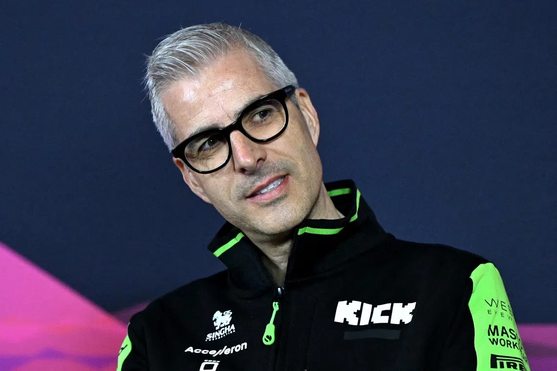 FILE PHOTO: Formula One F1 - Australian Grand Prix - Melbourne Grand Prix Circuit, Melbourne, Australia - March 22, 2024 Sauber team principal Alessandro Alunni Bravi during a press conference REUTERS/Jaimi Joy/File Photo