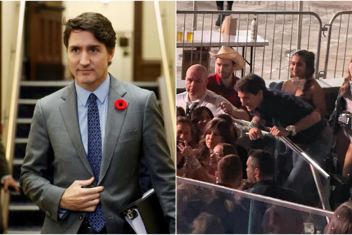 Canada's Prime Minister Justin Trudeau was spotted dancing at American superstar Taylor Swift's concert in Toronto on Nov 22.