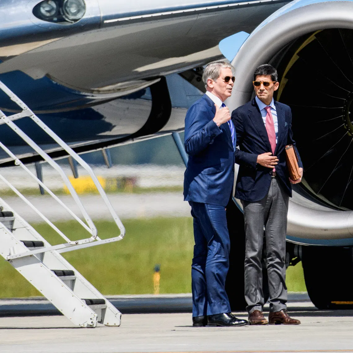 Treasury Secretary Scott Bessent and Federal Reserve Chair Kevin Warsh talk before entering a motorcade upon arrival in Asheville, before finance ministers and central bank governors from G20 countries meet in Asheville, North Carolina, U.S., August 30, 2026. REUTERS/Melissa S. Gerrits