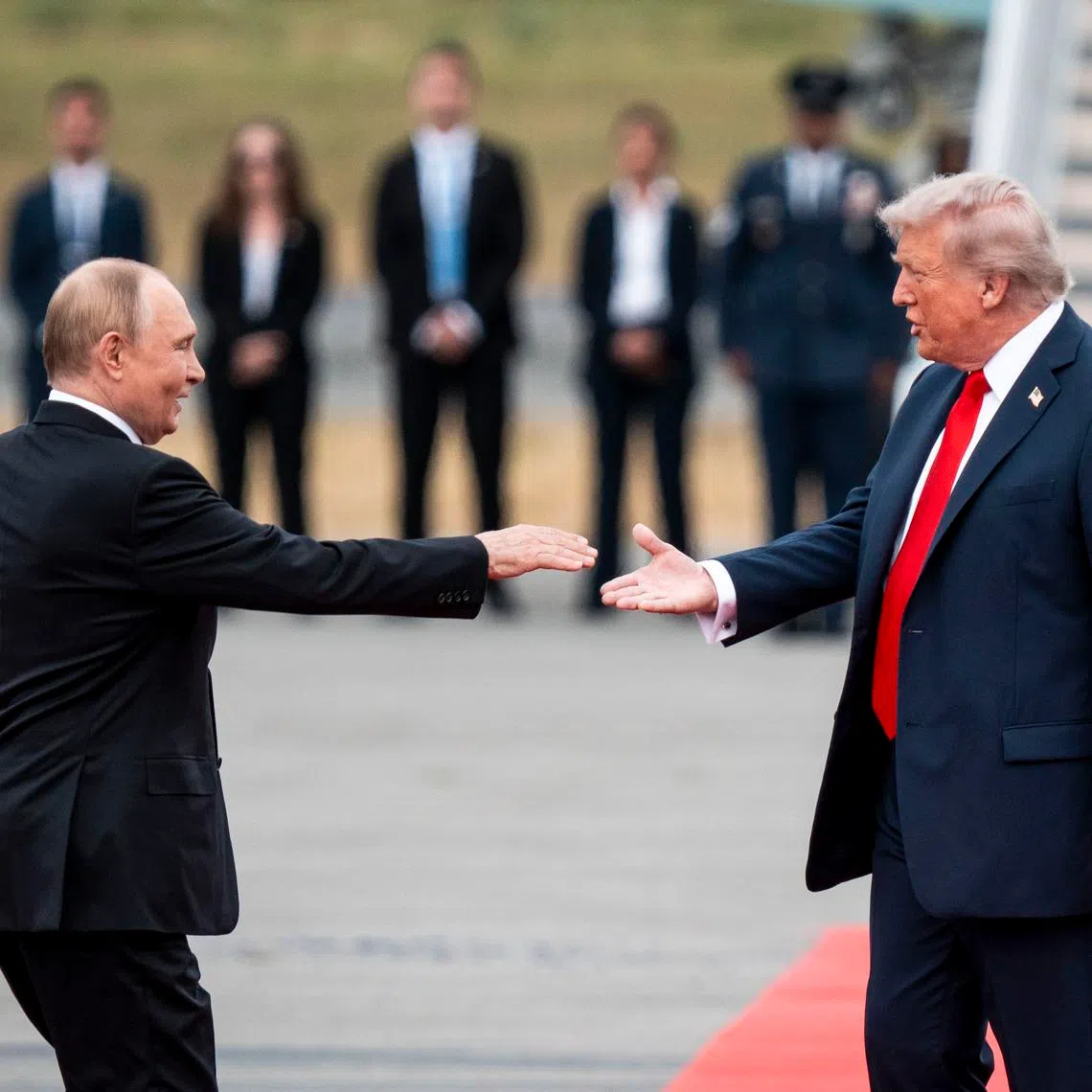 US President Donald Trump (right) welcomed Russia President Vladimir Putin to Alaska in August 2025, the first time Mr Putin visited the US since Russia's invasion of Ukraine in 2022. 