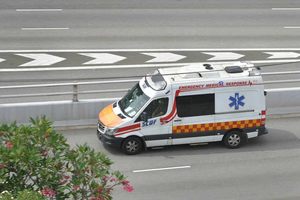 Generic photograph of an ambulance along the Pan-Island Expressway. 29 September 2022.