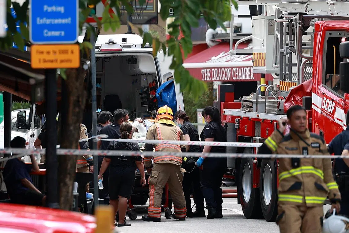 One person was taken to hospital after a fire broke out at a restaurant at 16 Circular Road.