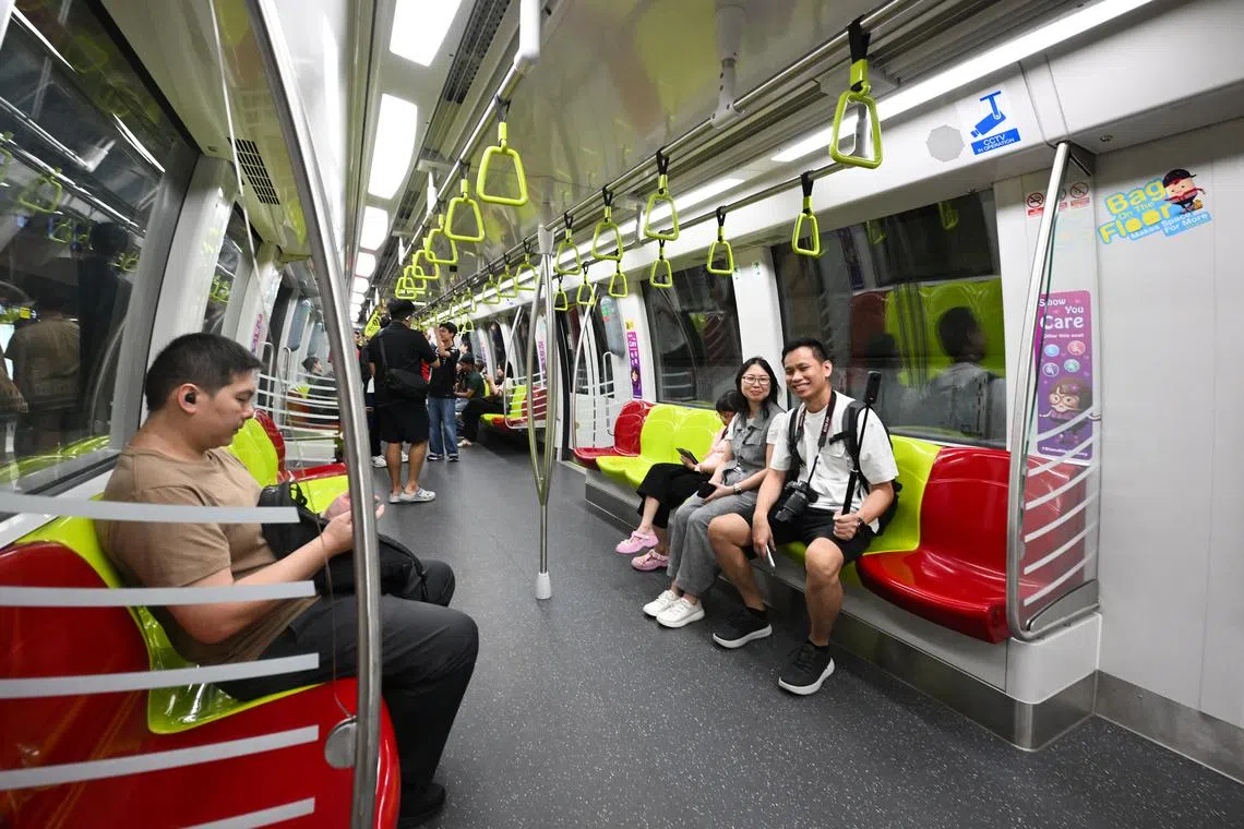 Passengers on the train from Prince Edward Road MRT station towards Cantonment MRT station at 6.29am on July 12.