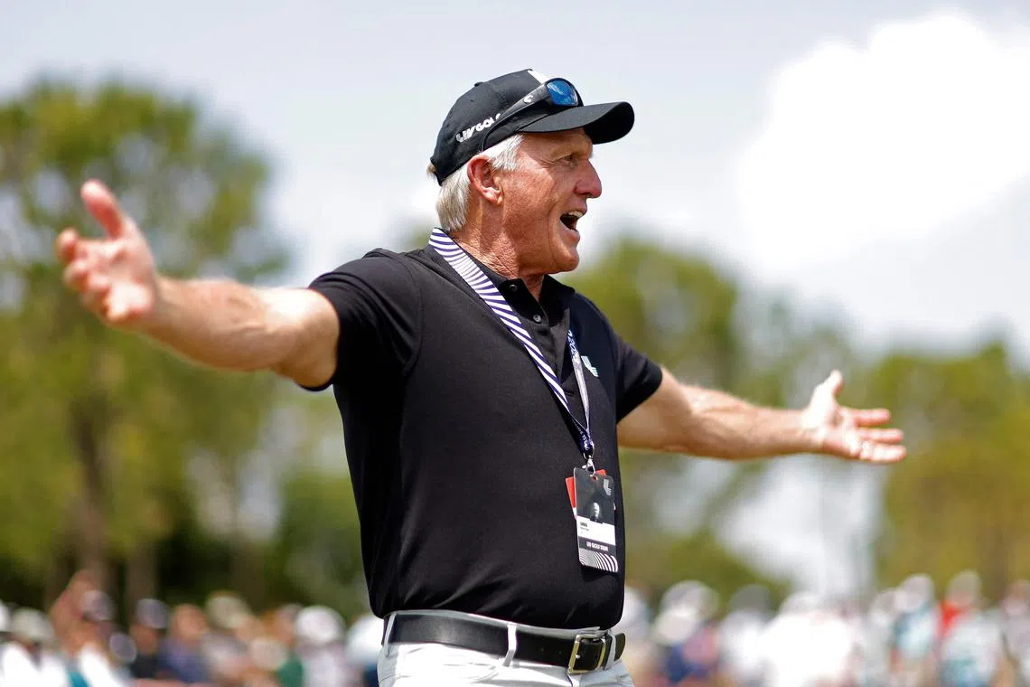 LIV Golf CEO Greg Norman looking on during day three of the LIV Golf Invitational Orlando at The Orange County National on Saturday in Florida.