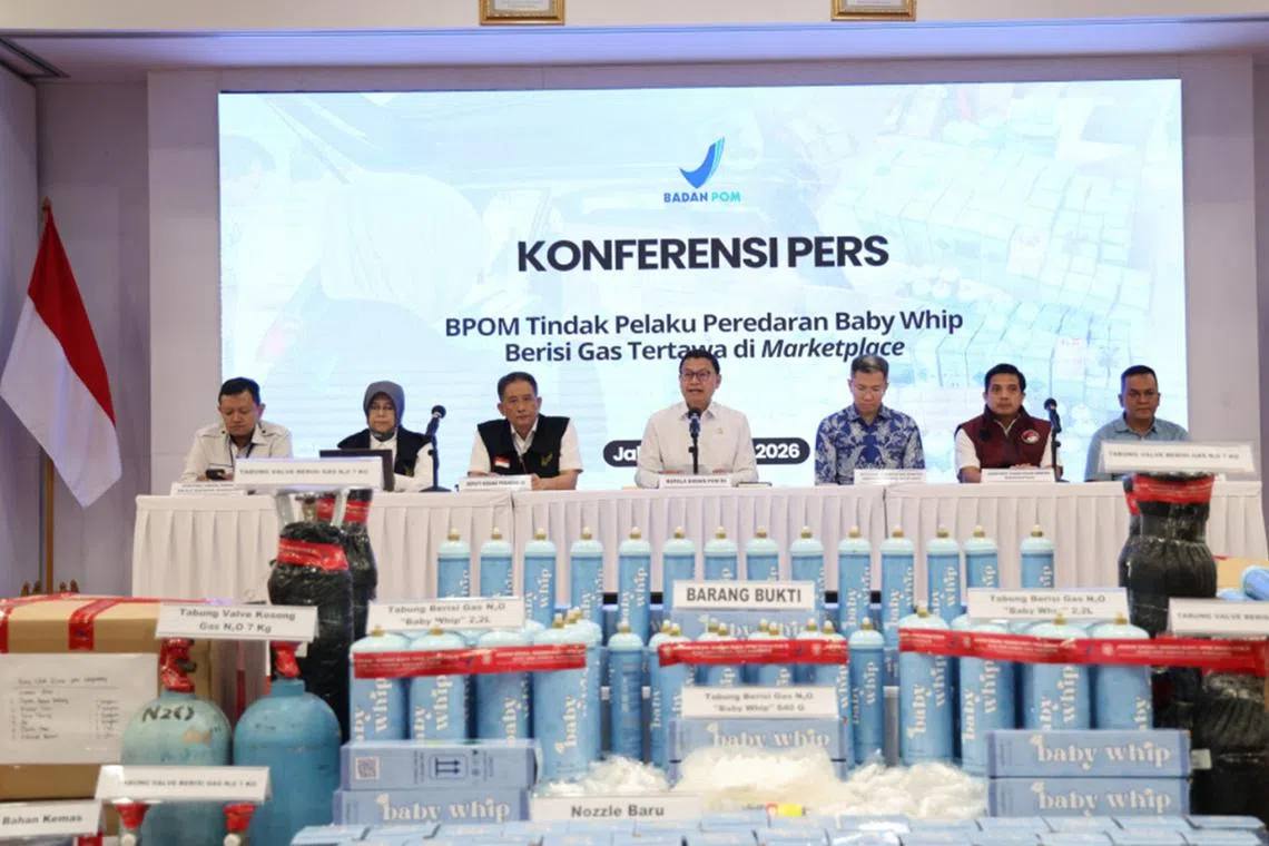 Indonesia raids illegal ‘laughing gas’ warehouse amid increasing reports of nitrous oxide abuse