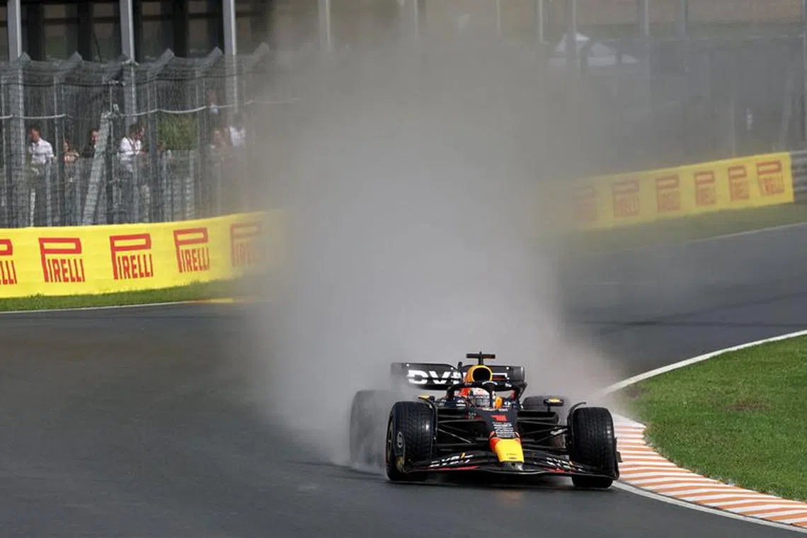 Formula One F1 - Dutch Grand Prix - Circuit Zandvoort, Zandvoort, Netherlands - August 26, 2023 Red Bull's Max Verstappen during practice REUTERS/Yves Herman
