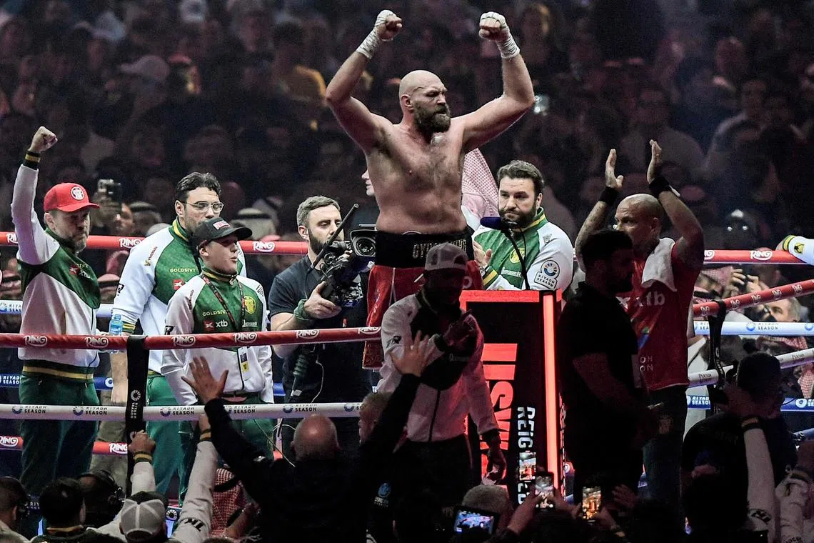 Britain's Tyson Fury reacting during his heavyweight world championship rematch loss against Ukraine's Oleksandr Usyk at the Kingdom Arena in Riyadh on Dec 22.