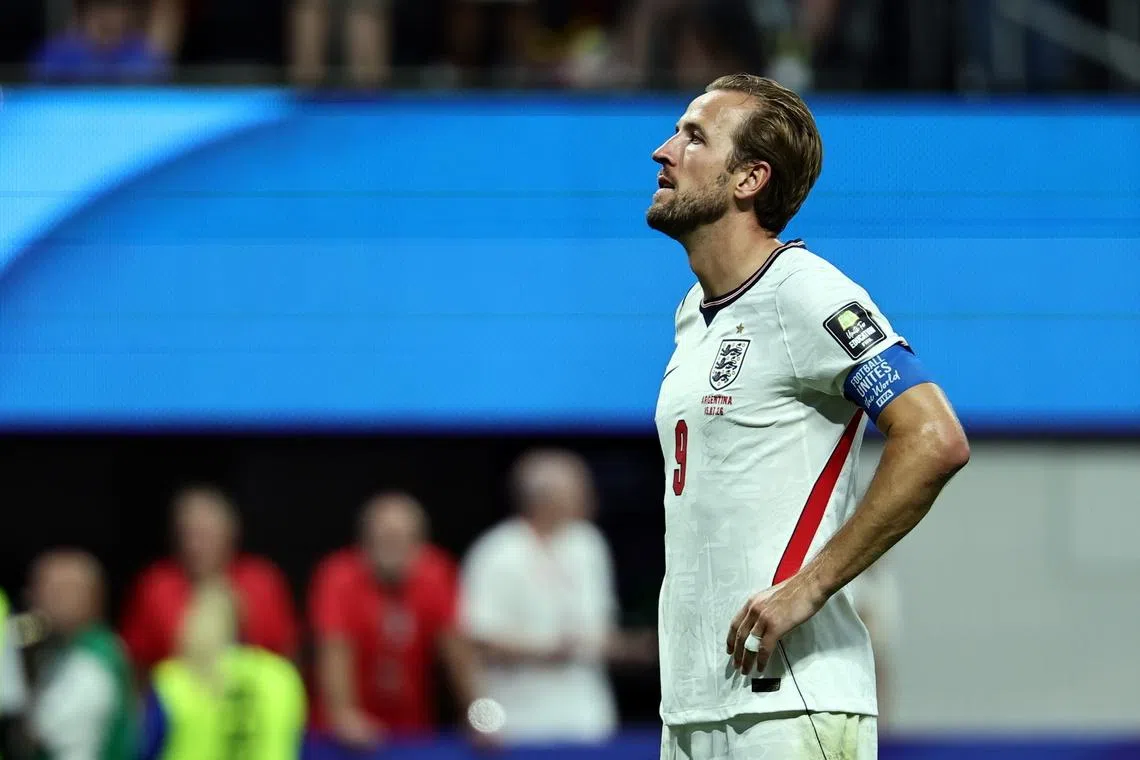 England’s Harry Kane looks dejected after his side were eliminated by Argentina.