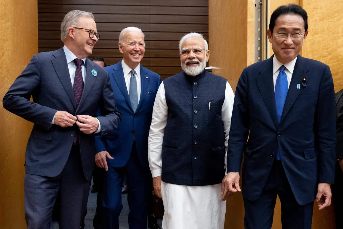 Quad leaders (from left) Australian Prime Minister Anthony Albanese, US President Joe Biden, Indian Prime Minister Narendra Modi and Japanese Prime Minister Fumio Kishida.