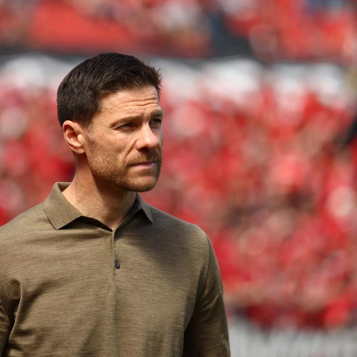 FILE PHOTO: Soccer Football - Bundesliga - Bayer Leverkusen v FC Augsburg - BayArena, Leverkusen, Germany - April 26, 2025 Bayer Leverkusen coach Xabi Alonso is seen at the stadium before the match REUTERS/Thilo Schmuelgen/File Photo