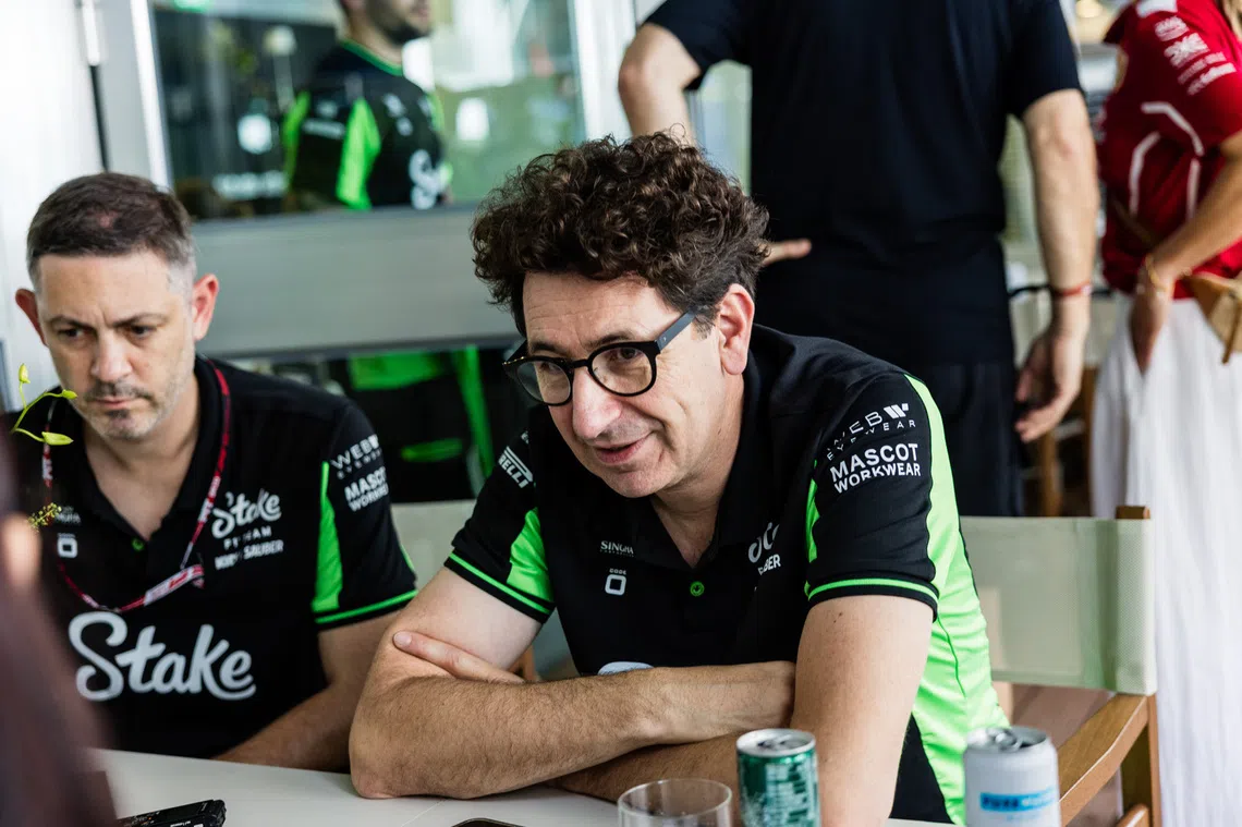 Mattia Binotto, head of the F1 project at German carmaker Audi, speaking to the press ahead of the Formula 1 Singapore Airlines Singapore Grand Prix on Oct 5.