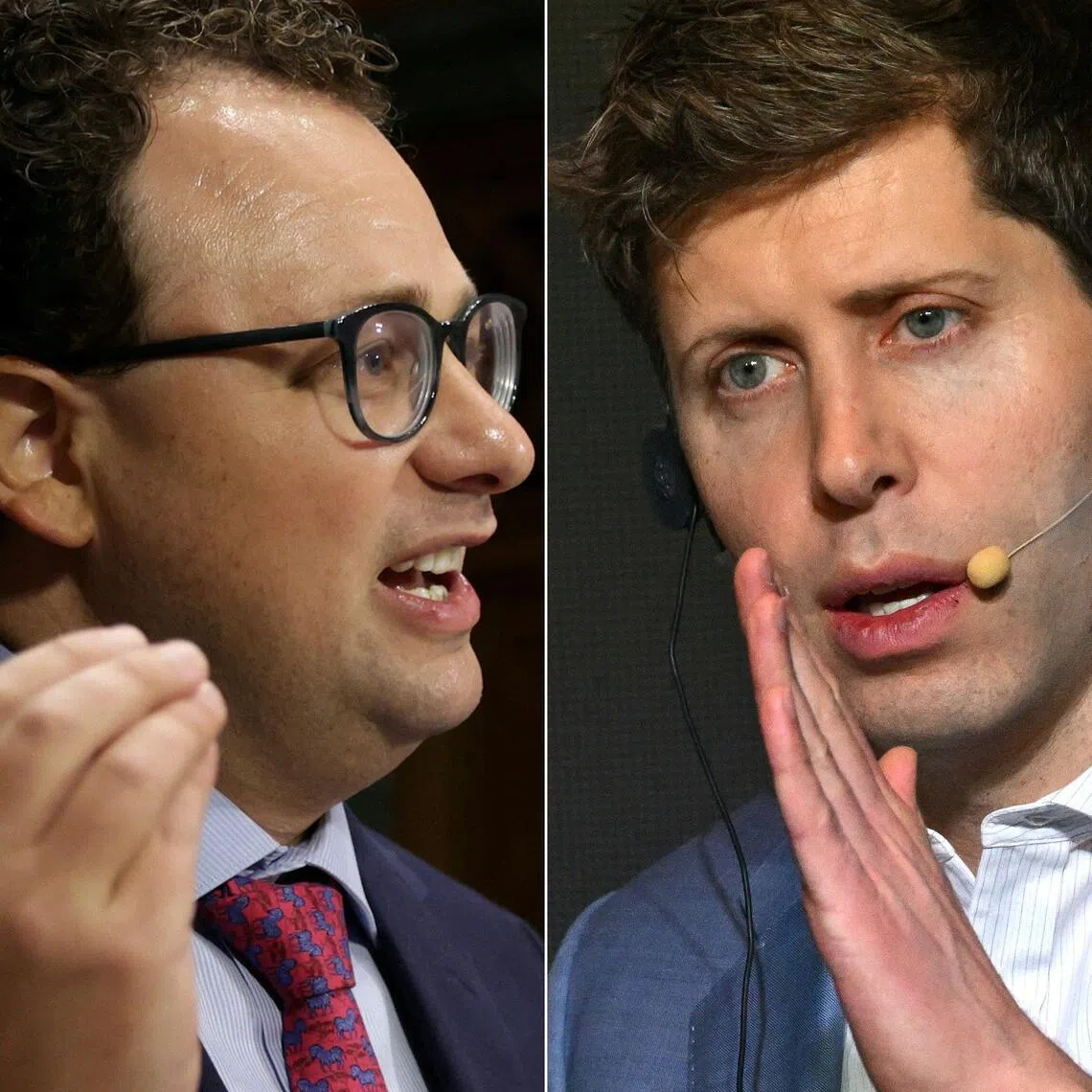 CEO of Anthropic Dario Amodei (left) and Open AI CEO Sam Altman say they want to slow the breakneck pace of AI development.
