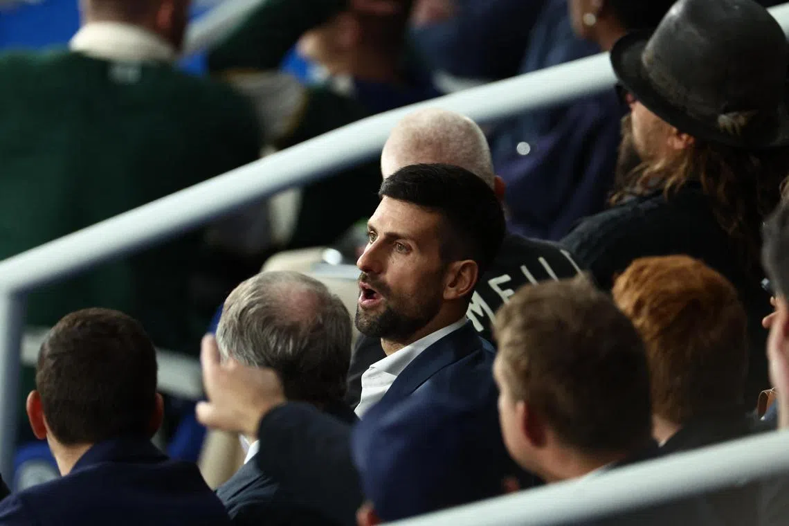 Tennis world No. 1 Novak Djokovic at the Rugby World Cup final between New Zealand and South Africa at the Stade de France on Saturday.