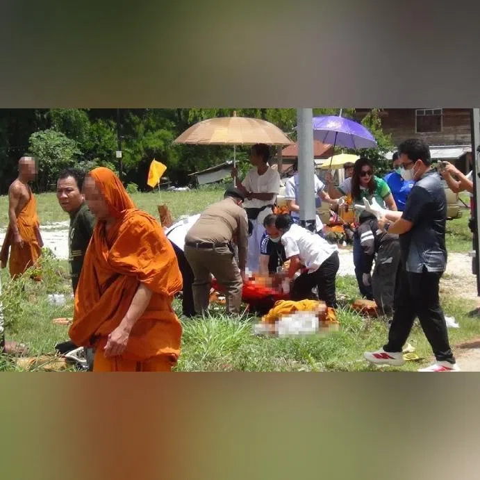 A group of 35 monks and five lay followers were walking along a roadside during a pilgrimage on July 2 when the incident occurred.