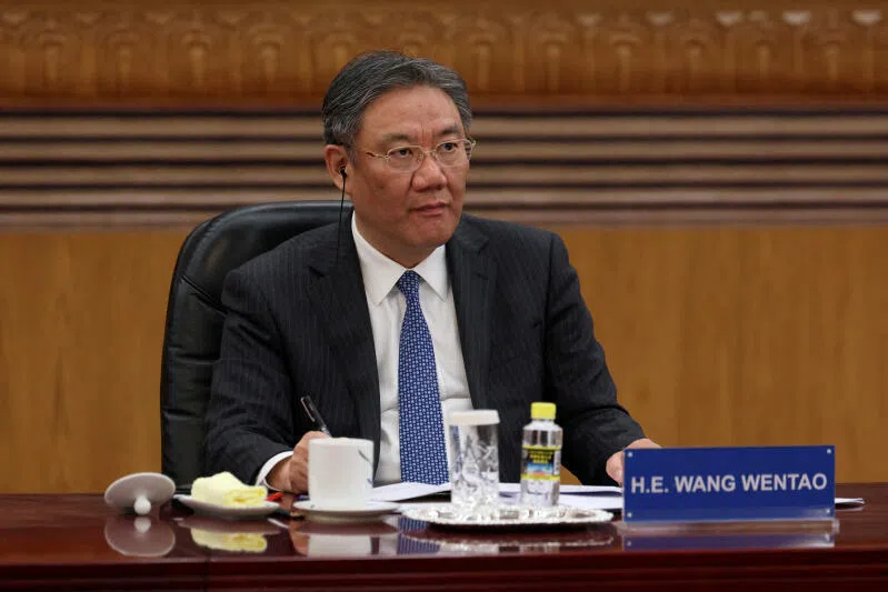 China’s Commerce Minister Wang Wentao said trade tensions escalated due to intensive restrictive measures from the US.