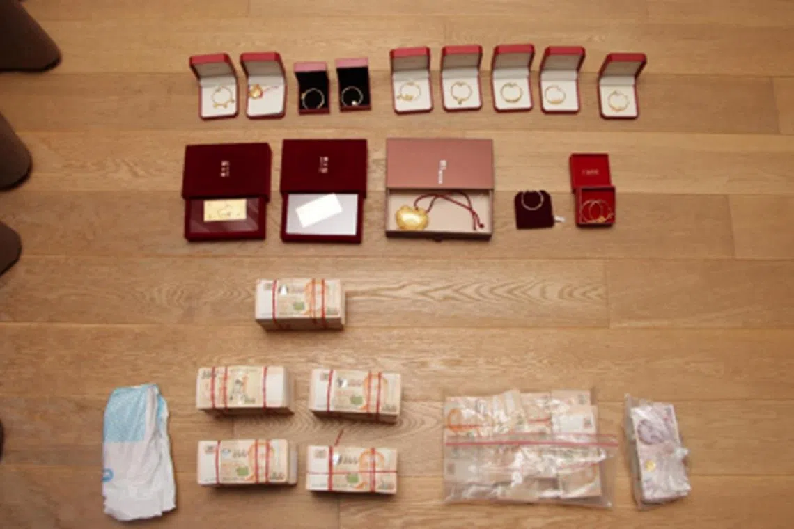 Some of the jewellery and luxury watches seized in the $1 billion money laundering probe.