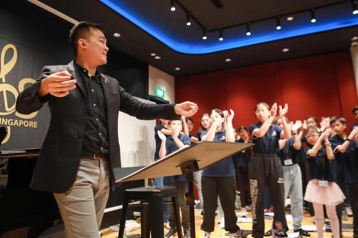 ST20230218_202308981043/nichoir18/Ryan Chiong

Children from the Voices of Singapore Children's Choir at a rehearsal session on Feb 18, 2023. A group of children from Voices of Singapore Children's Choir, led by Conductor-Composer Dr Darius Lim, have been invited to perform in Carnegie Hall, New York, this June.