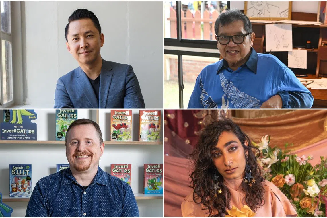 Singapore Writers Festival headliners (clockwise from top left) Viet Thanh Nguyen, Lat, Fatimah Asghar and John Patrick Green.