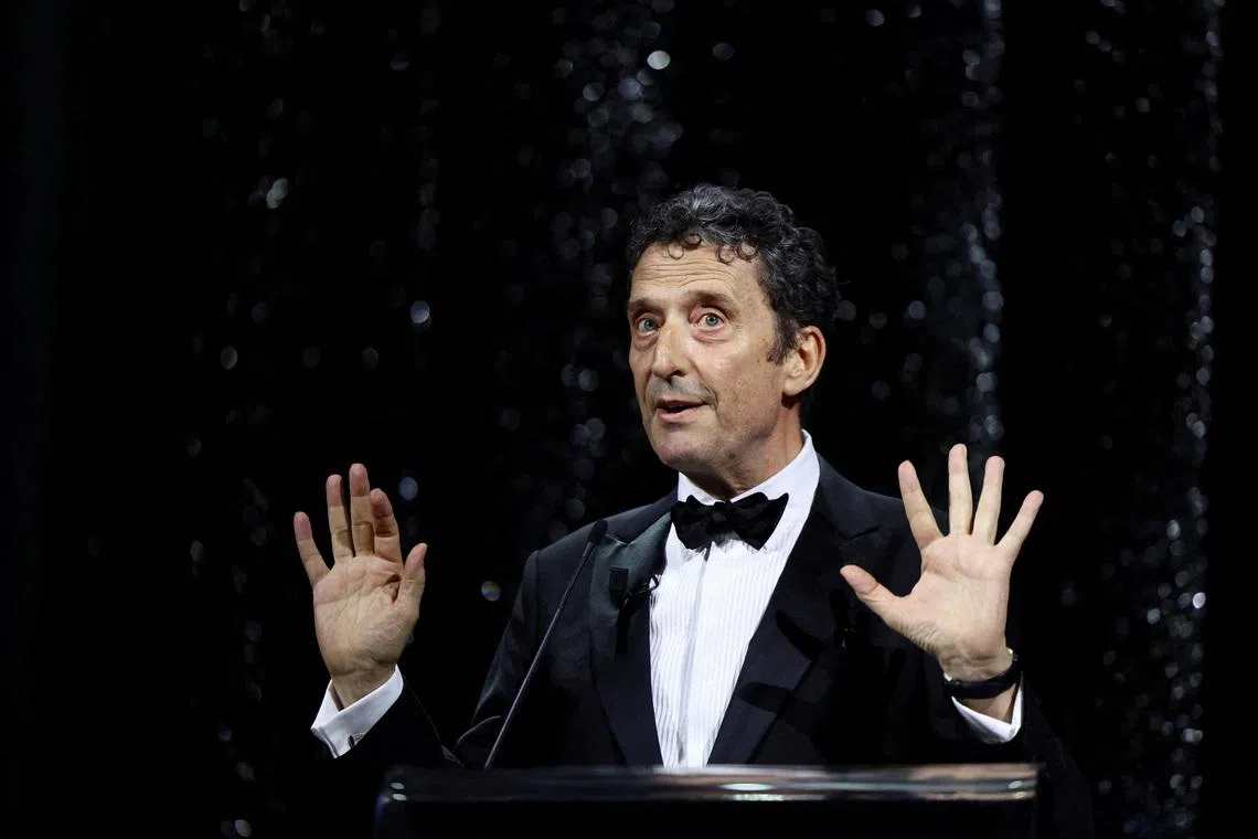 FILE PHOTO: President of the Venice Biennale Pietrangelo Buttafuoco speaks during the closing ceremony of the 82nd Venice International Film Festival, in Venice, Italy, September 6, 2025. REUTERS/Yara Nardi/File Photo