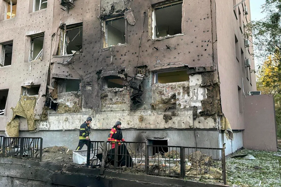A civilian hospital in Zaporizhzhia, Ukraine, on Sept 25, following a Russian airstrike. EU officials say the bloc is resilient enough to weather political shifts in member states.