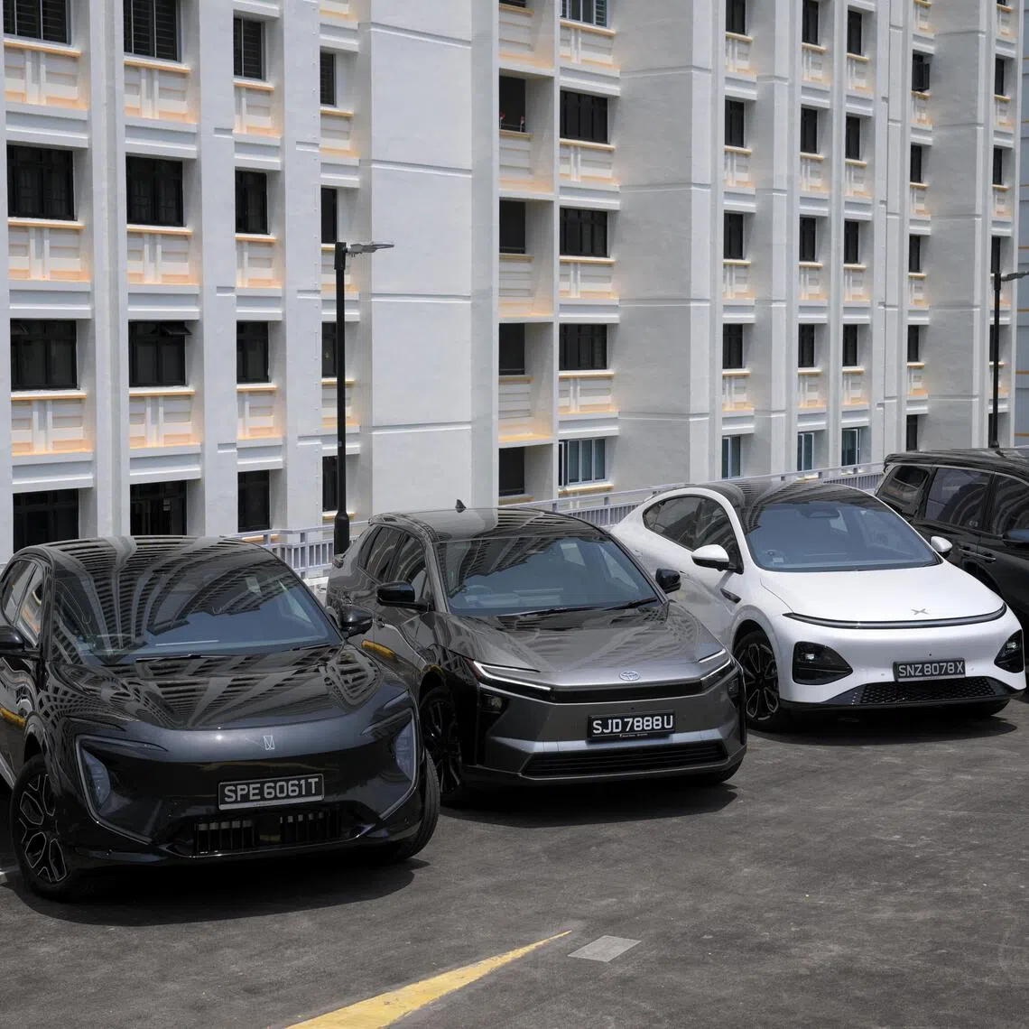 Berth control: (From left) The Avatr 07, Toyota bZ4X, Xpeng G6 and GAC E9.