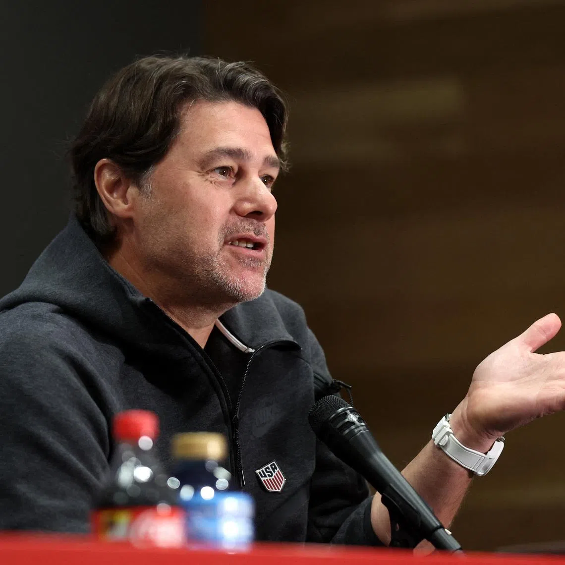 Soccer Football - International Friendly - United States Training & Press Conference - Endeavor Health Performance Center, Chicago, Illinois, U.S. - June 5, 2026 U.S. coach Mauricio Pochettino during the press conference IMAGN IMAGES via Reuters/Talia Sprague