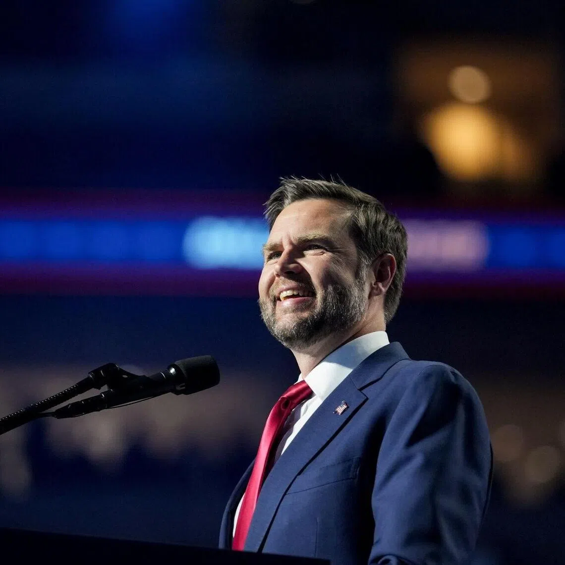 US Vice President JD Vance speaks during the second day of the Republican Midterm Convention at the American Airlines Center in Dallas, Texas, US, on Thursday, Sept. 10, 2026. November's midterm elections will hinge in large part on Americans' attitudes toward the cost of living, and the polls show the public giving the president poor marks for his handling of the economy. Photographer: Al Drago/Bloomberg