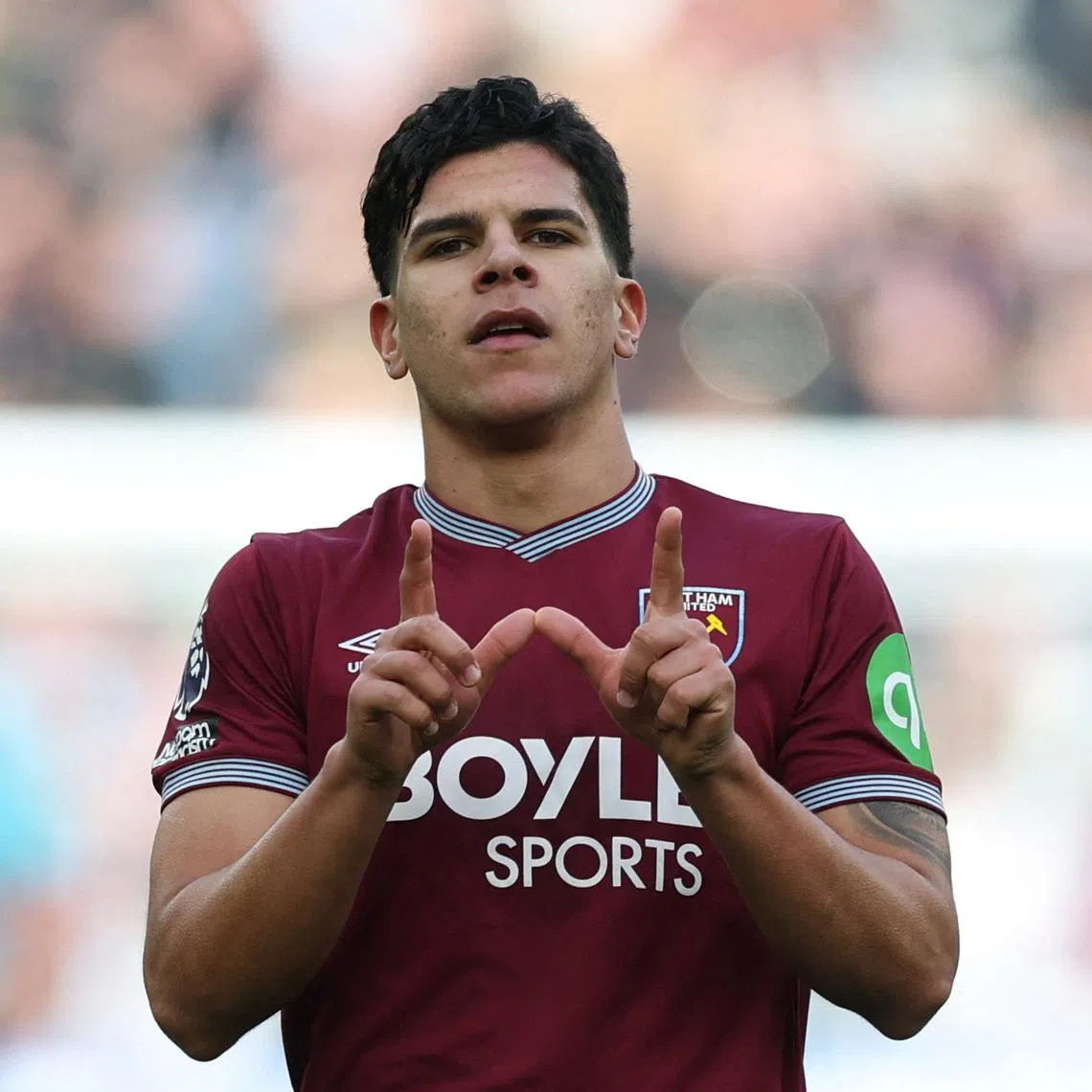 Soccer Football - Premier League - West Ham United v Sunderland - London Stadium, London, Britain - January 24, 2026  West Ham United's Mateus Fernandes celebrates scoring their third goal Action Images via Reuters/Paul Childs