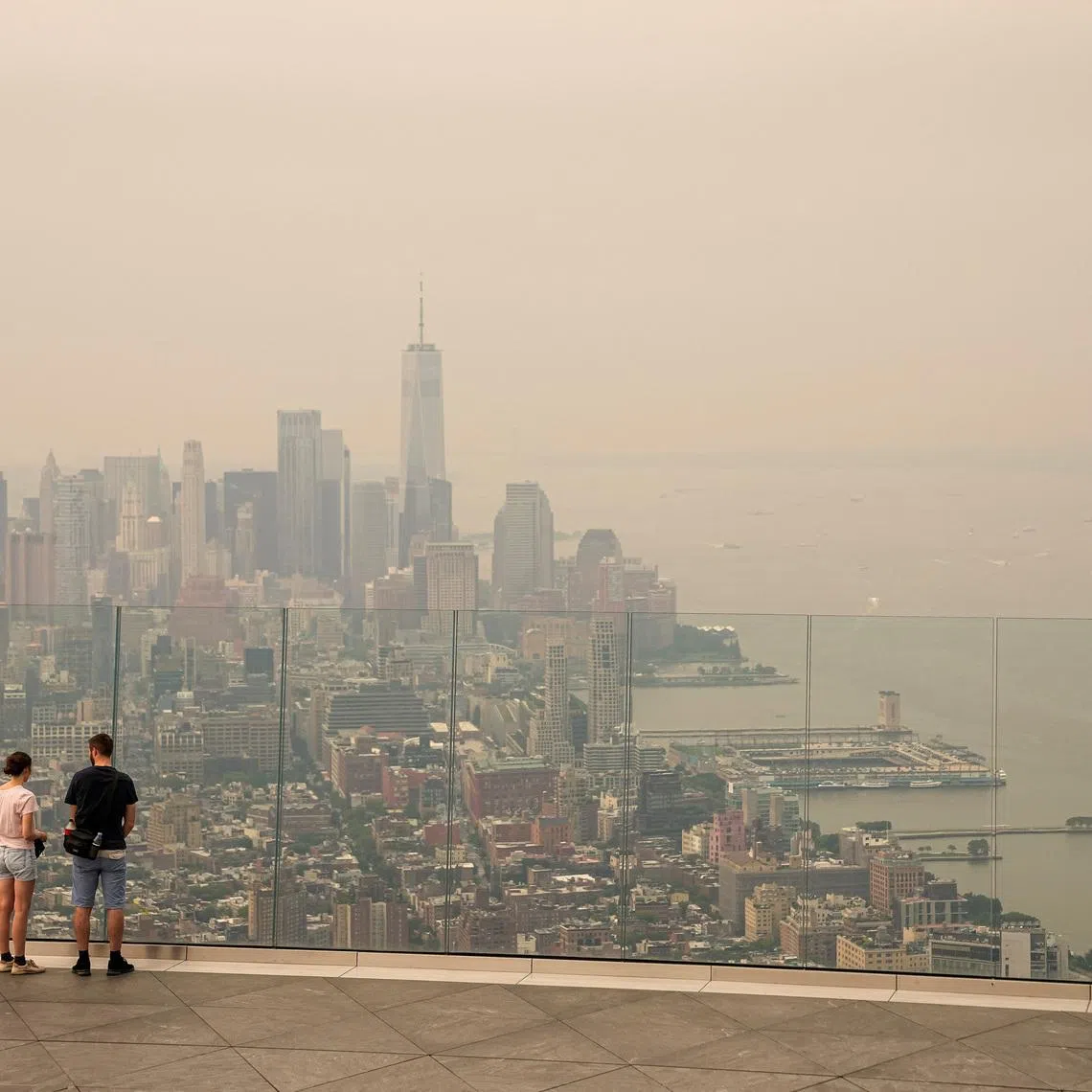 The sky in New York is tinged with an orange haze and the air smelled acrid on July 16.