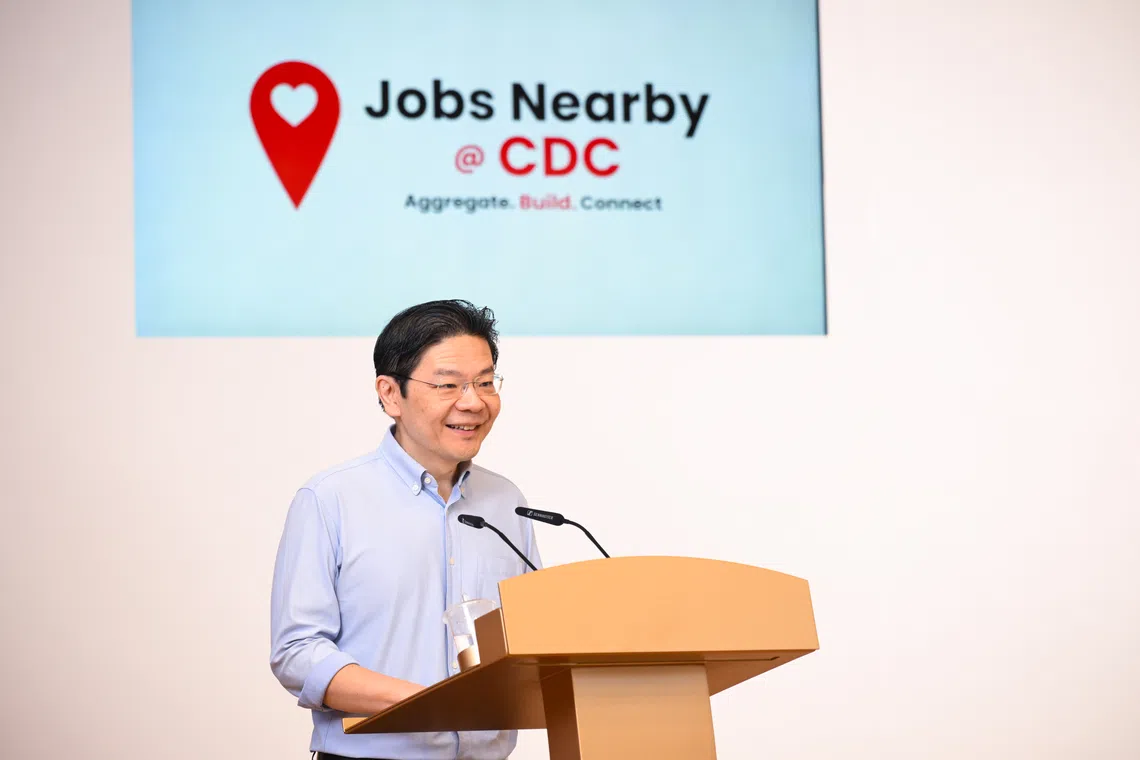 Prime Minister Lawrence Wong said that both national policies and community-level initiatives are needed to support the training and job needs of Singaporeans.