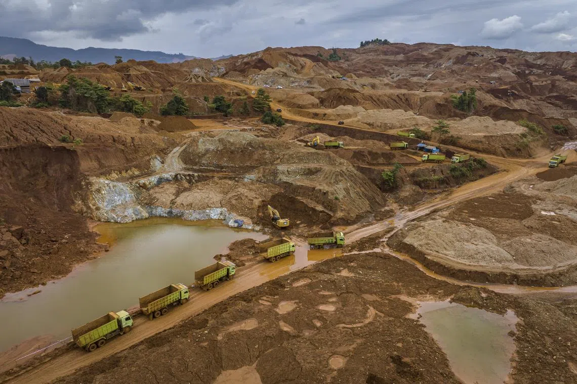 FILE — A nickel mining site in North Konawe, Southeast Sulawesi, Indonesia, on July 23, 2023. Prabowo Subianto, a former army general linked to human rights abuses, the presumed winner in the presidential elections in Indonesia, supports policies that have led to a boom in coal burning but also to the creation of a nascent electric-battery industry. (Ulet Ifansasti/The New York Times)