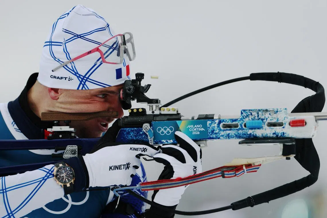 Milano Cortina 2026 Olympics - Biathlon - Men's 4 x 7.5km Relay - Anterselva Biathlon Arena, South Tyrol, Italy - February 17, 2026.  Emilien Jacquelin of France in action during the men's 4 x 7.5km relay REUTERS/Eloisa Lopez