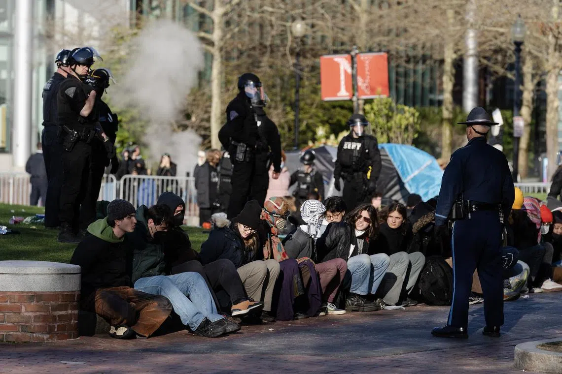 Police have carried out large-scale arrests at universities in recent days, at times using chemical irritants and tasers to disperse demonstrators.