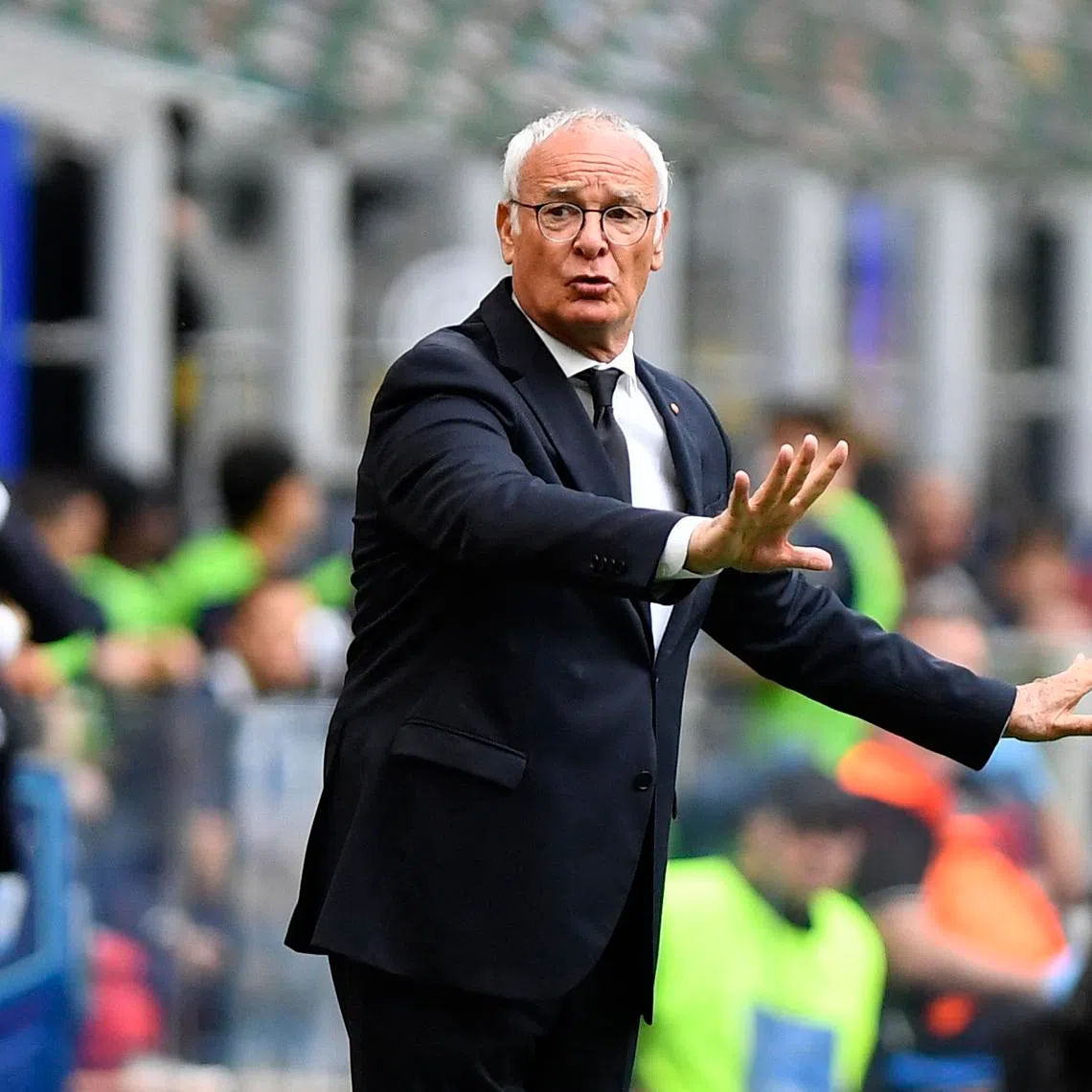 FILE PHOTO: Soccer Football - Serie A - Inter Milan v AS Roma - San Siro, Milan, Italy - April 27, 2025 AS Roma coach Claudio Ranieri reacts REUTERS/Massimo Pinca/File Photo