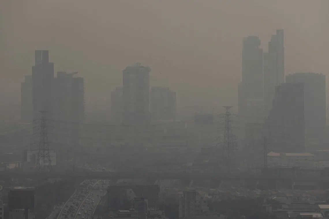A view of the city amid air pollution in Bangkok, Thailand, January 24, 2025. REUTERS/Chalinee Thirasupa