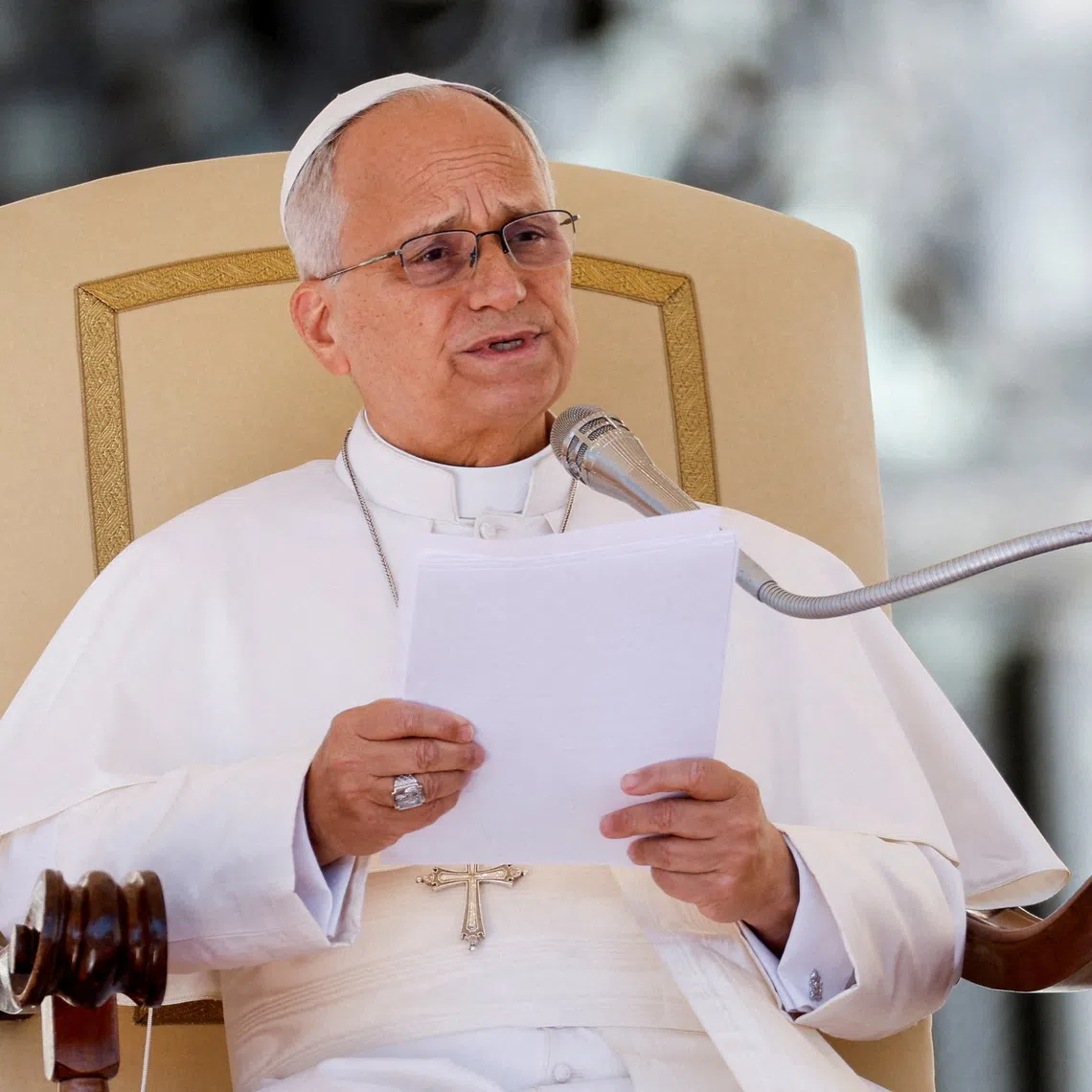 Pope Leo holds the weekly general audience in St. Peter's Square at the Vatican, September 23, 2026. REUTERS/Remo Casilli