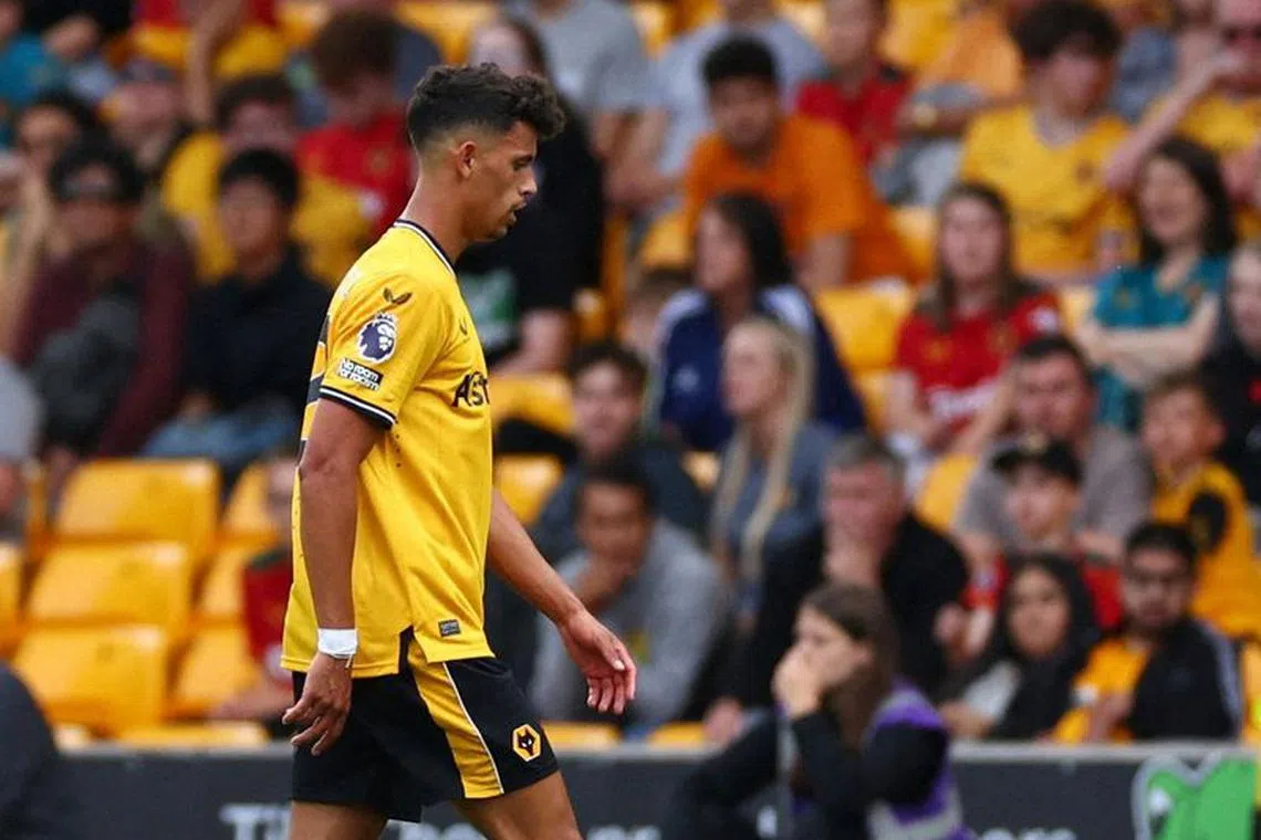 FILE PHOTO: Soccer Football - Premier League - Wolverhampton Wanderers v Brighton & Hove Albion - Molineux Stadium, Wolverhampton, Britain - August 19, 2023 Wolverhampton Wanderers' Matheus Nunes reacts after being sent off Action Images via Reuters/Andrew Boyers/File Photo