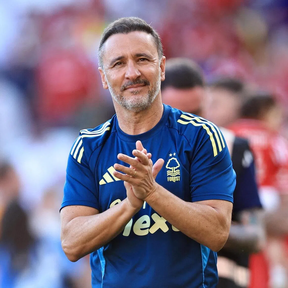 Soccer Football - Premier League - Nottingham Forest v AFC Bournemouth - The City Ground, Nottingham, Britain - May 24, 2026
Nottingham Forest manager Vitor Pereira applauds their fans after the match Action Images via Reuters/Craig Brough EDITORIAL USE ONLY. NO USE WITH UNAUTHORIZED AUDIO, VIDEO, DATA, FIXTURE LISTS, CLUB/LEAGUE LOGOS OR 'LIVE' SERVICES. ONLINE IN-MATCH USE LIMITED TO 120 IMAGES, NO VIDEO EMULATION. NO USE IN BETTING, GAMES OR SINGLE CLUB/LEAGUE/PLAYER PUBLICATIONS. PLEASE CONTACT YOUR ACCOUNT REPRESENTATIVE FOR FURTHER DETAILS..