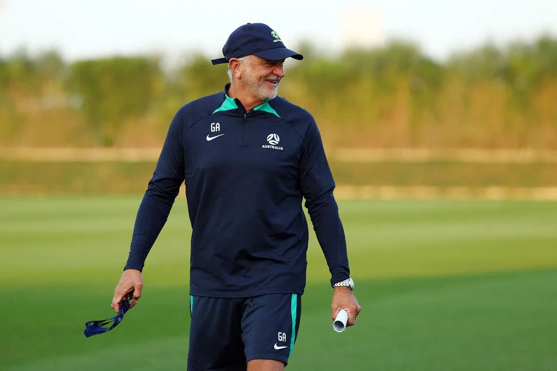 FILE PHOTO: Soccer Football - AFC Asian Cup - Quarter-Final - Australia Training - Qatar University, Doha, Qatar - February 1, 2024 Australia coach Graham Arnold during training REUTERS/Molly Darlington/File Photo
