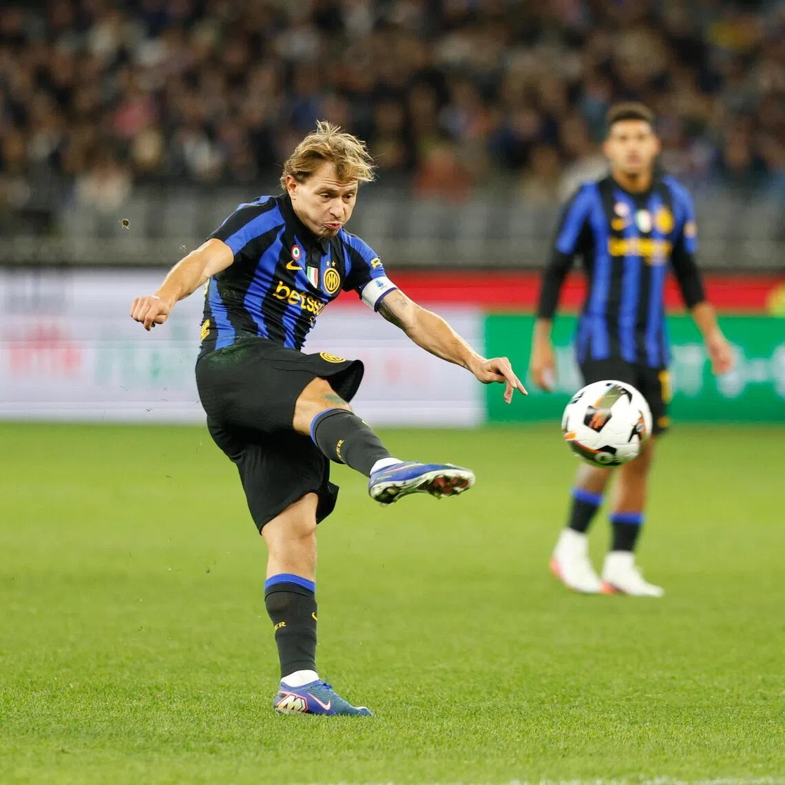 Inter Milan’s Nicolo Barella during a friendly match against Juventus in Perth on Aug 8.