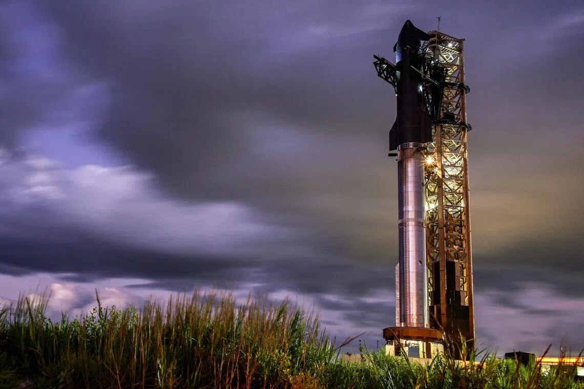 Starship, consisting of the Starship upper stage stacked atop its Super Heavy booster, launched around 7.20pm ET (7.20am Singapore time on Oct 14) from SpaceX's Starbase facilities. 