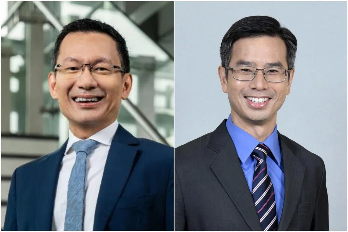 National Research Foundation (NRF) CEO Beh Kian Teik (left) will head to A*Star as CEO-designate. Mr Beh’s successor at NRF is Mr John Lim.
