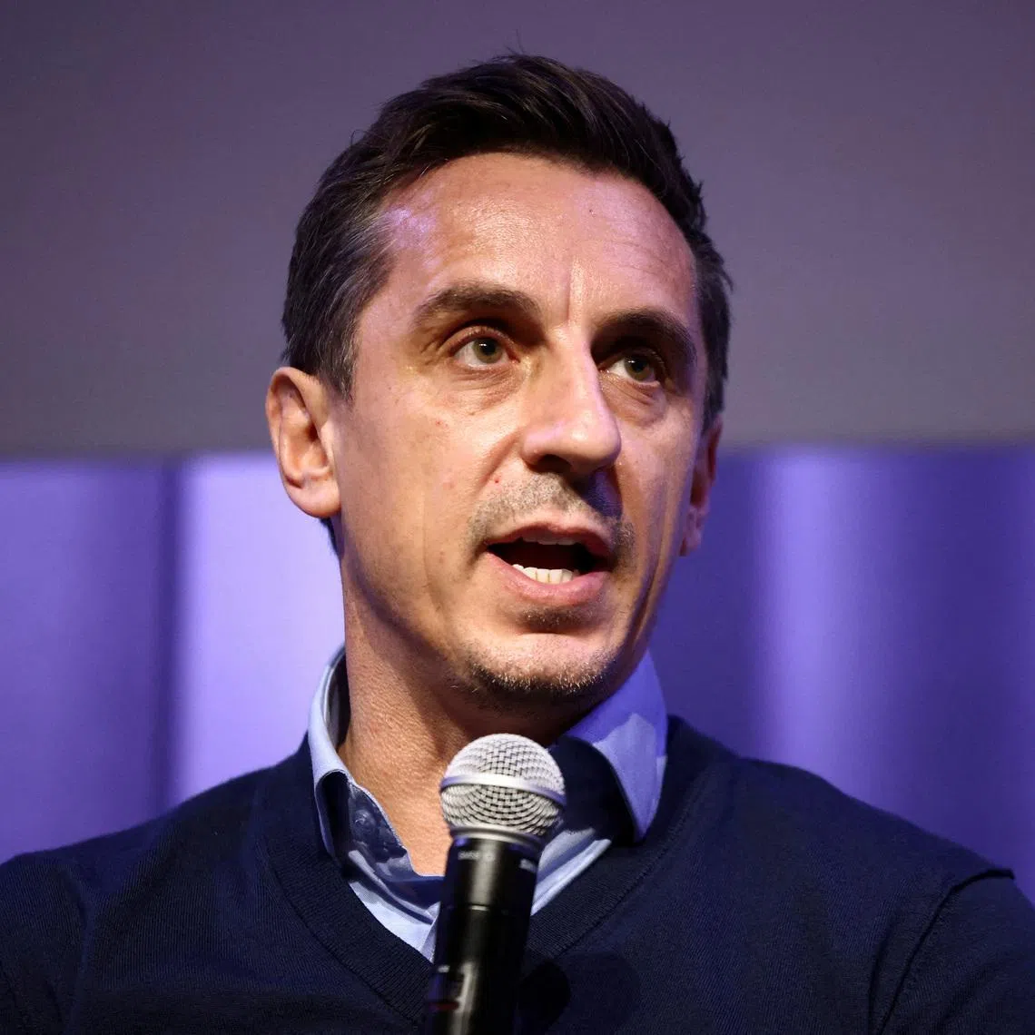 Former footballer Gary Neville speaks at Britain's Labour Party's annual conference in Liverpool, Britain, September 26, 2022. REUTERS/Henry Nicholls