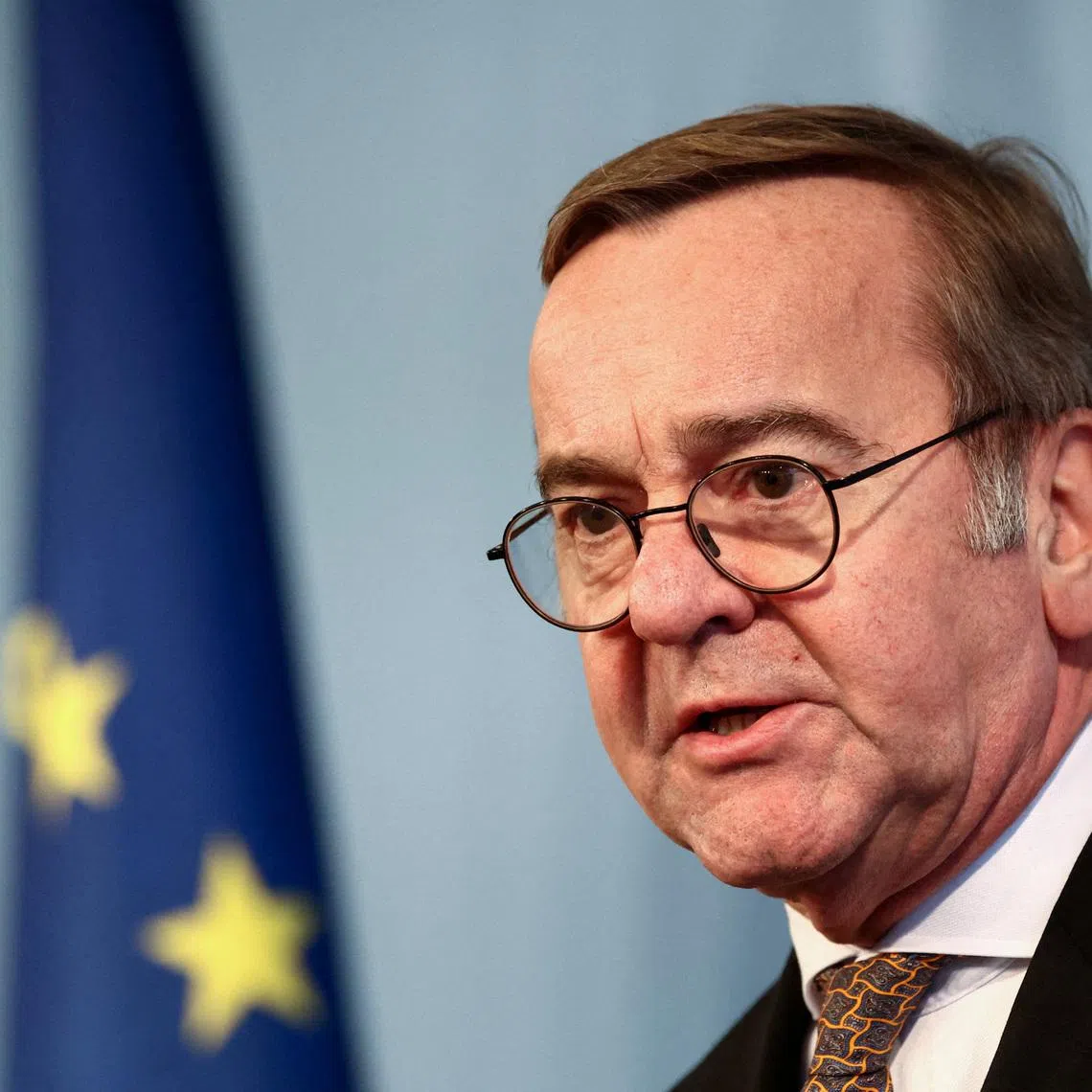 FILE PHOTO: German Defence Minister Boris Pistorius speaks during a joint press conference with European Union High Representative for Foreign Affairs and Security Policy and European Commission Vice-President Kaja Kallas (not pictured) in Berlin, Germany, January 13, 2026. REUTERS/Liesa Johannssen/File Photo