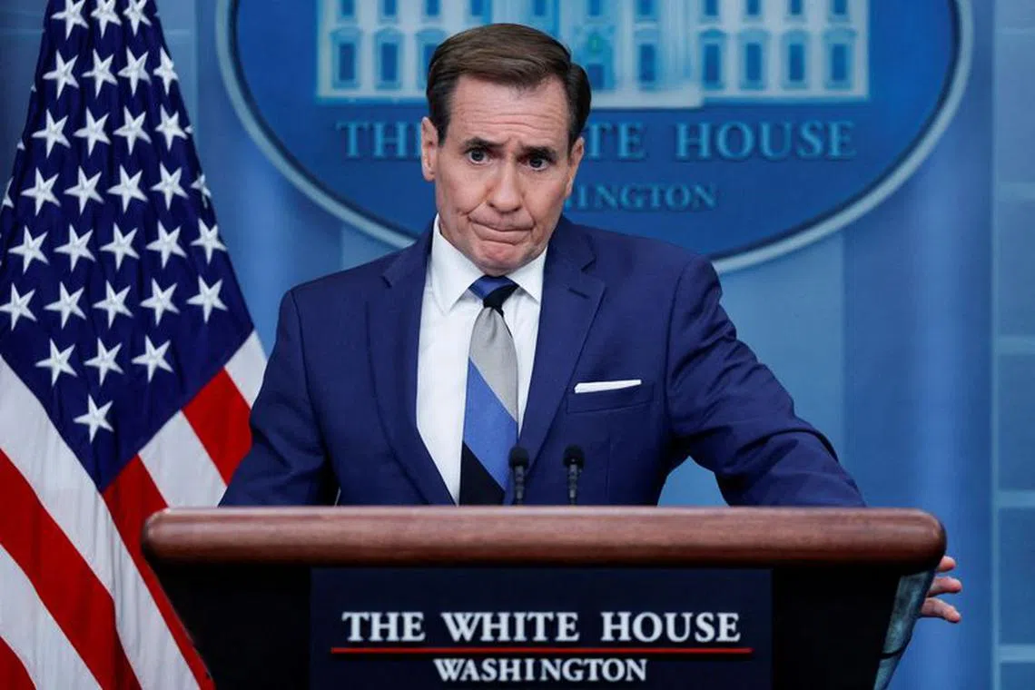 U.S. White House National Security Council Strategic Communications Coordinator John Kirby takes questions on the situation in Israel as he joins White House Press Secretary Karine Jean-Pierre for the daily press briefing at the White House in Washington, U.S. October 11, 2023. REUTERS/Jonathan Ernst