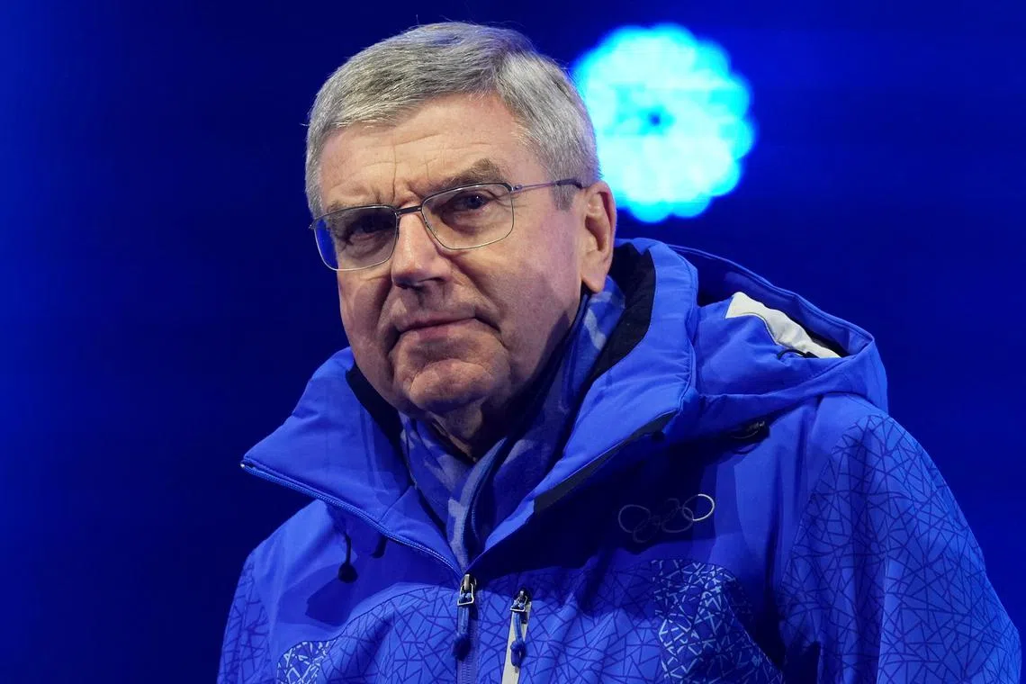 International Olympic Committee (IOC) president Thomas Bach is pictured on Saturday during the medal ceremony at the Alpine skiing world championships in Courchevel, France.