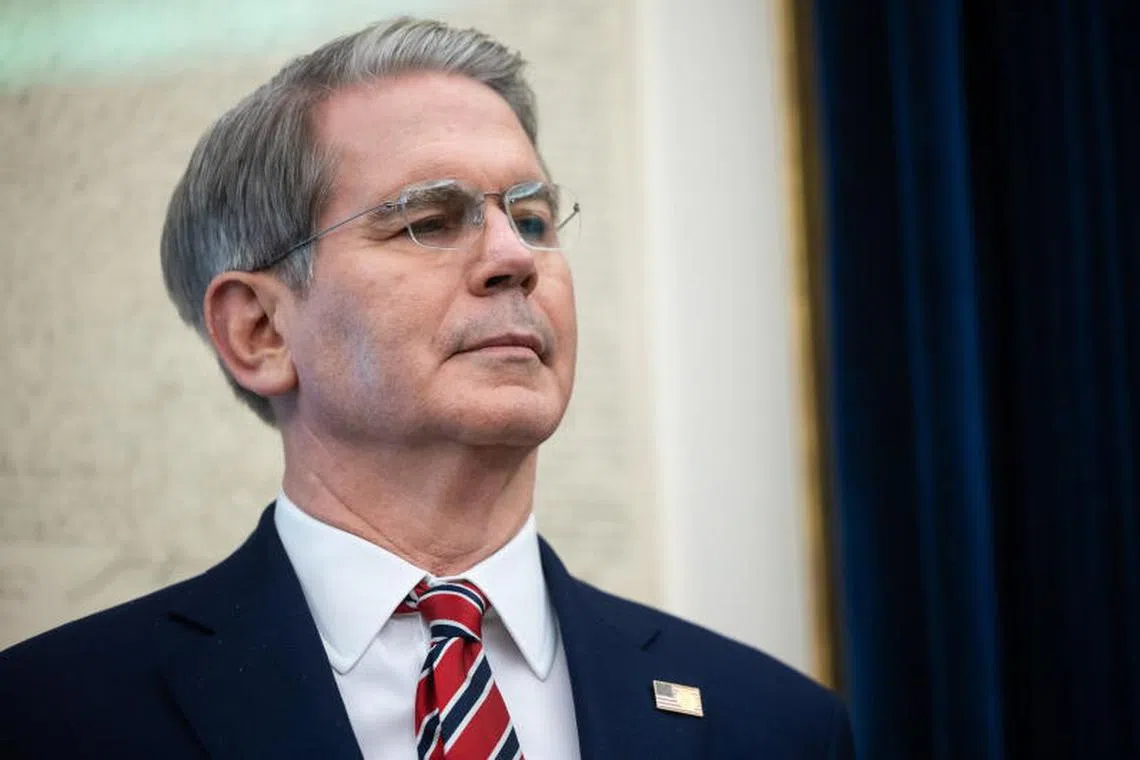 US Treasury Secretary Scott Bessent looks on during a press conference in the Oval Office at the White House on May 30.