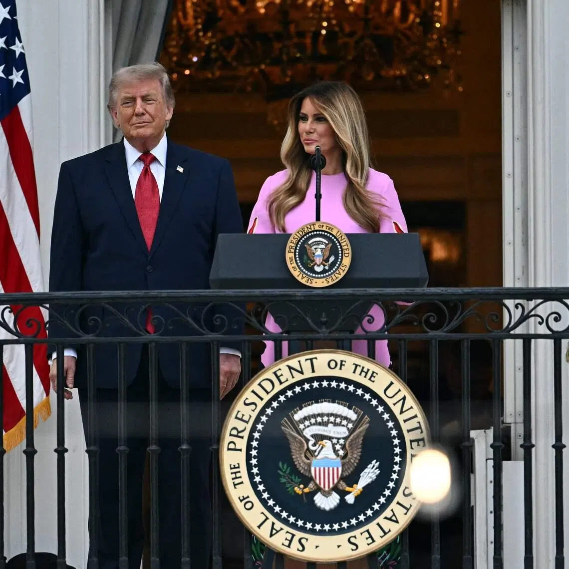 US President Donald Trump (left) and First Lady Melania Trump during the Congressional Picnic on the South Lawn of the White House on May 19.