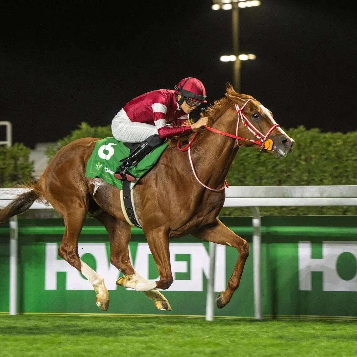 Shin Emperor (Ryusei Sakai) making every post a winning one in the Group 2 Neom Turf Cup (2,100m) at the King Abdulaziz racecourse in Riyadh on Feb 22, 2025.