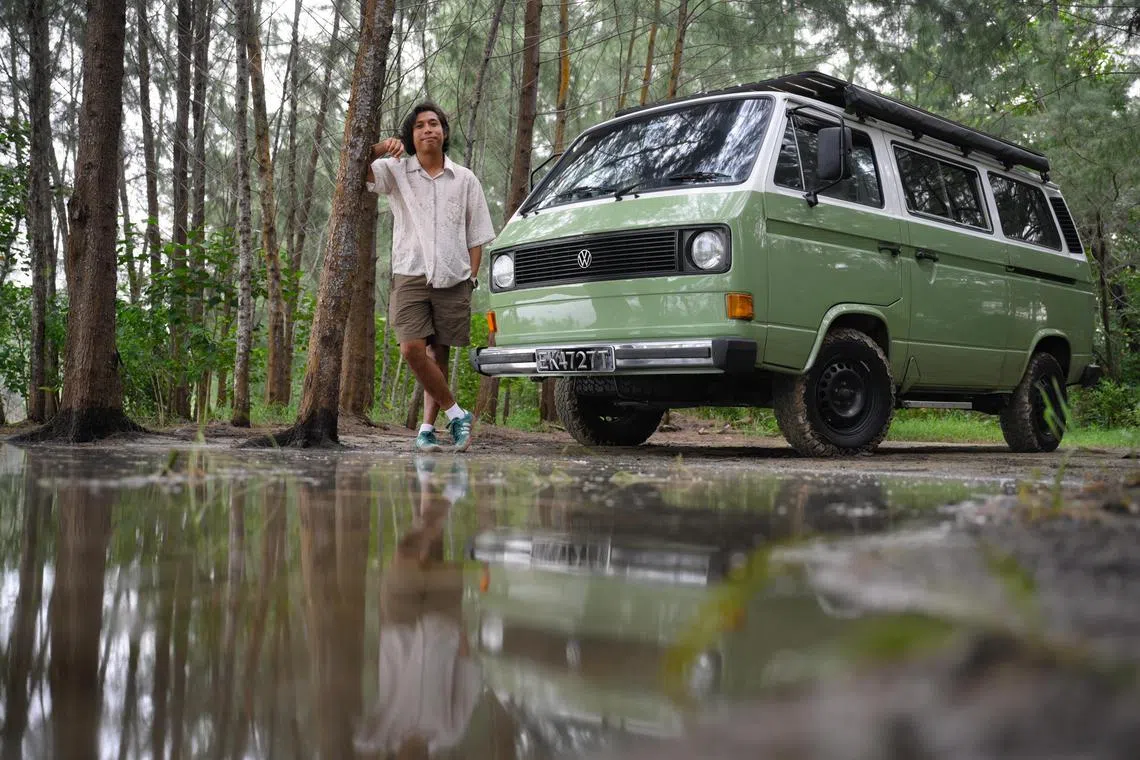 Juffrie Mohamed Juma’at, 35, and his  Volkswagen Type 2 (T3), pictured on Dec 2, 2024.